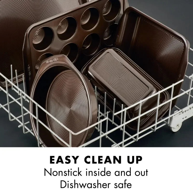 5 Pc Nonstick Bakeware Set, Chocolate Brown