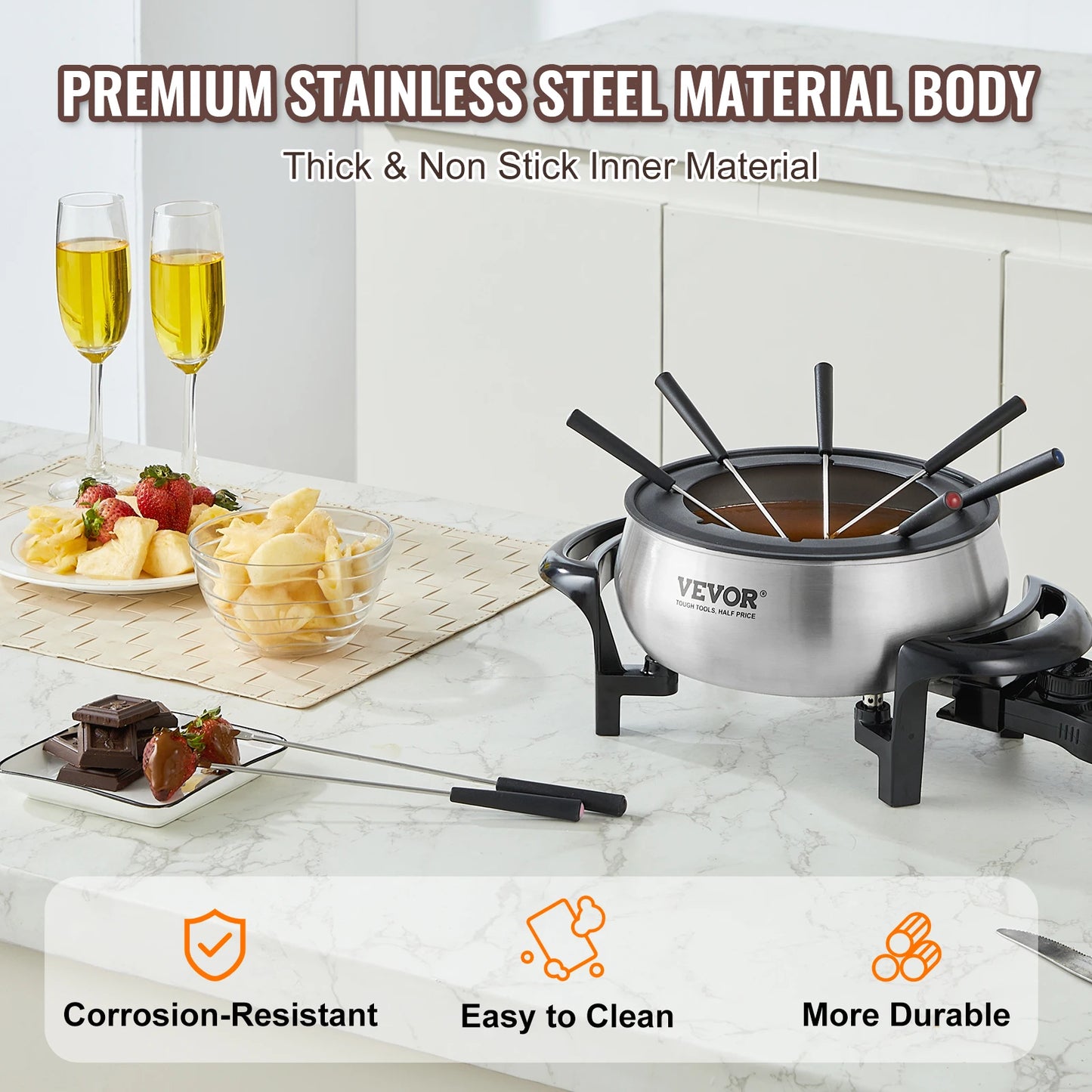 3 Qt Electric Chocolate Fondue Pot Set