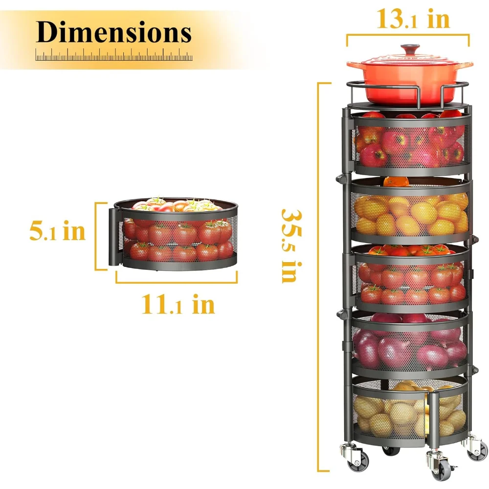 5 Tier Rotating Storage Rack Cart