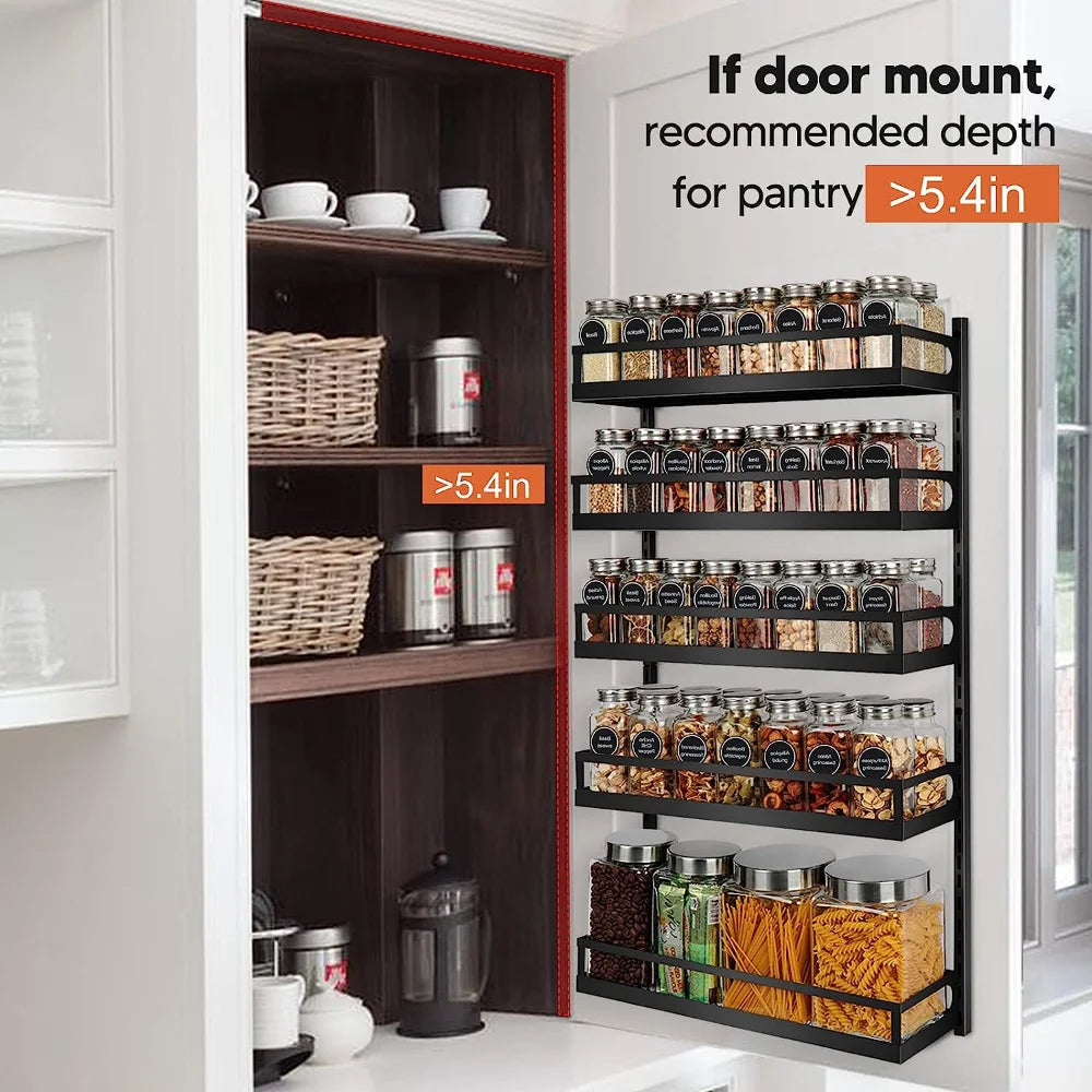 5 Tier Wall Mount Spice Rack Organizer