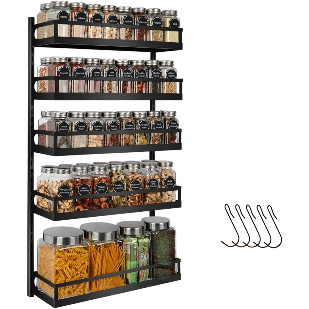 5 Tier Wall Mount Spice Rack Organizer