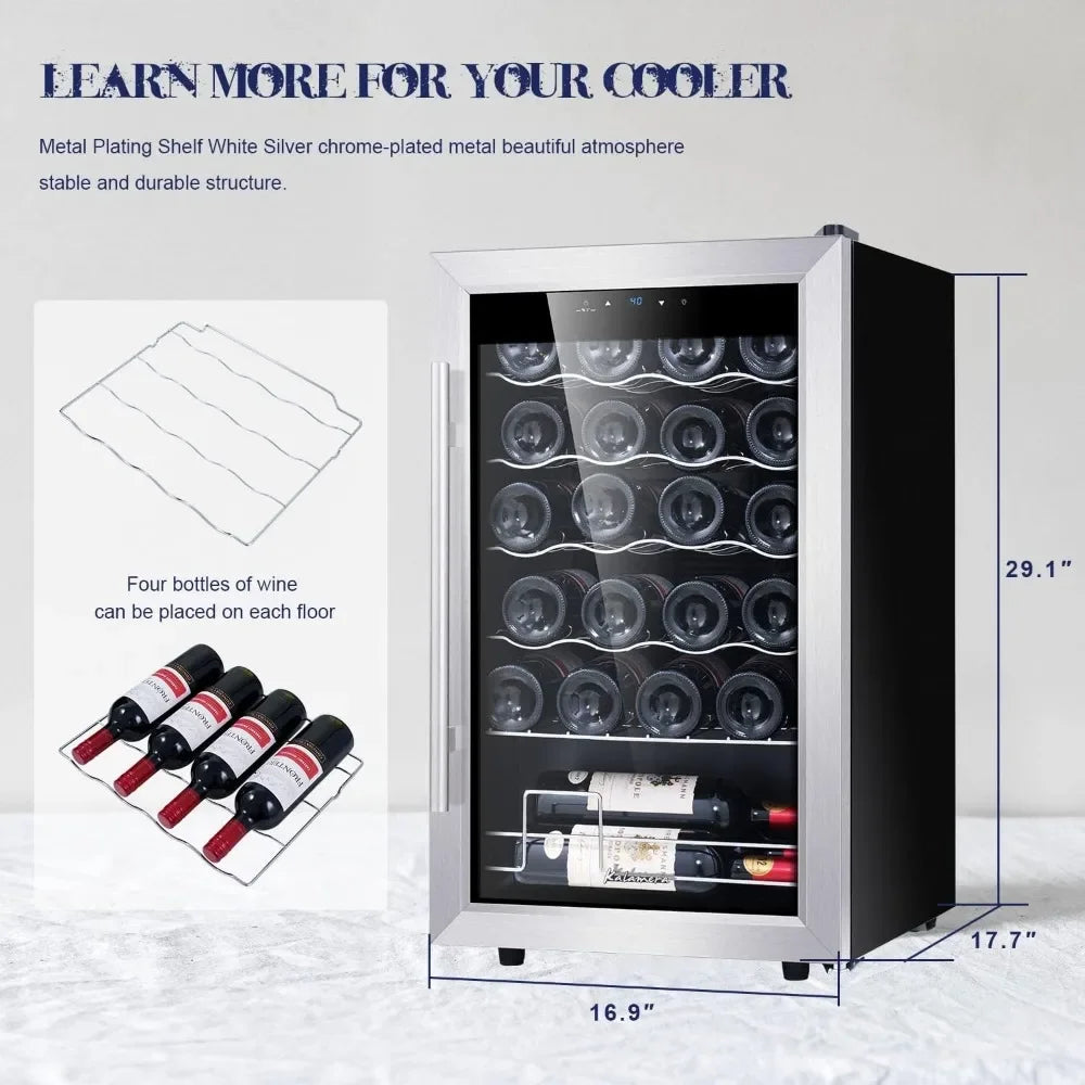 24 Bottle Wine Cooler with Stainless Steel Glass Door