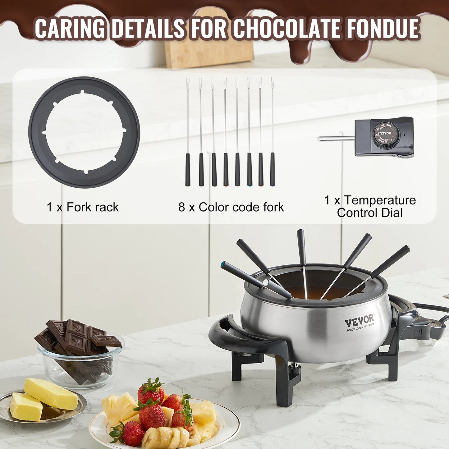 3 Qt Electric Chocolate Fondue Pot Set