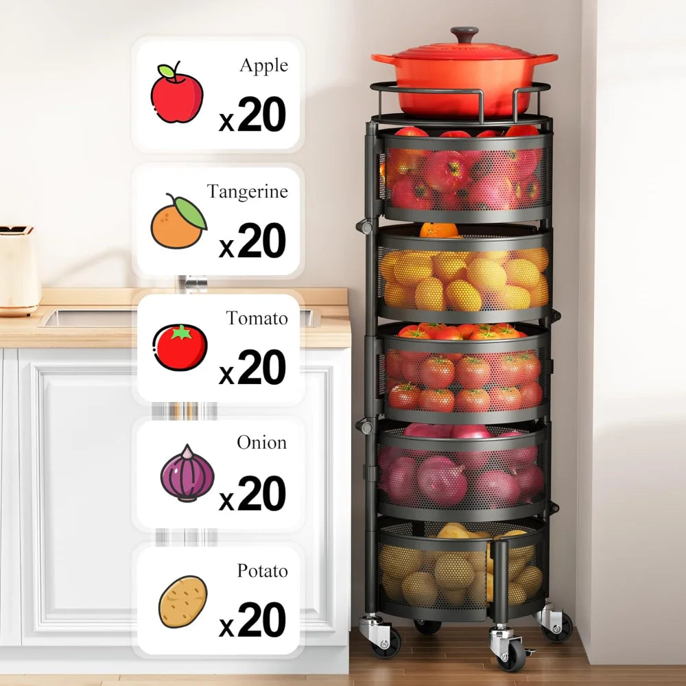 5 Tier Rotating Storage Rack Cart