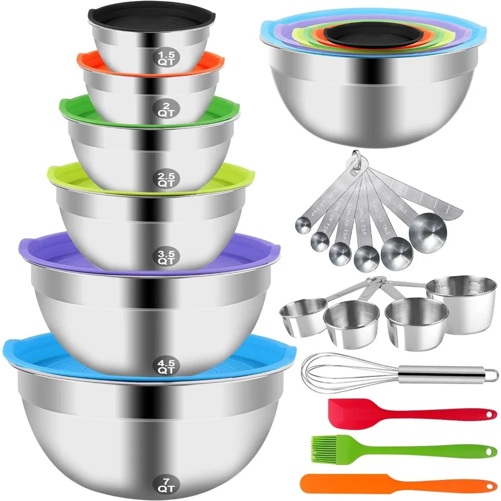 23 Piece Stainless Steel Nesting Bowls and Measuring Cups/Spoons