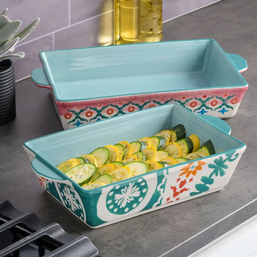 Savory Saffron Green 2PC Stoneware Bakeware Set