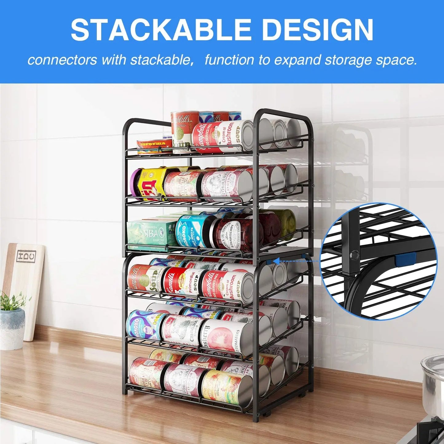 2 Pcs Stackable Can Rack Organizer