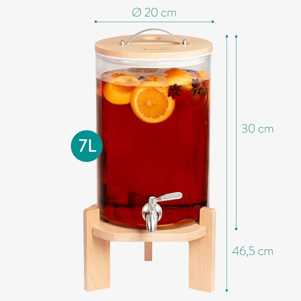 1.8 Gallon (7L) Glass Drink Dispenser With Spigot and Stand