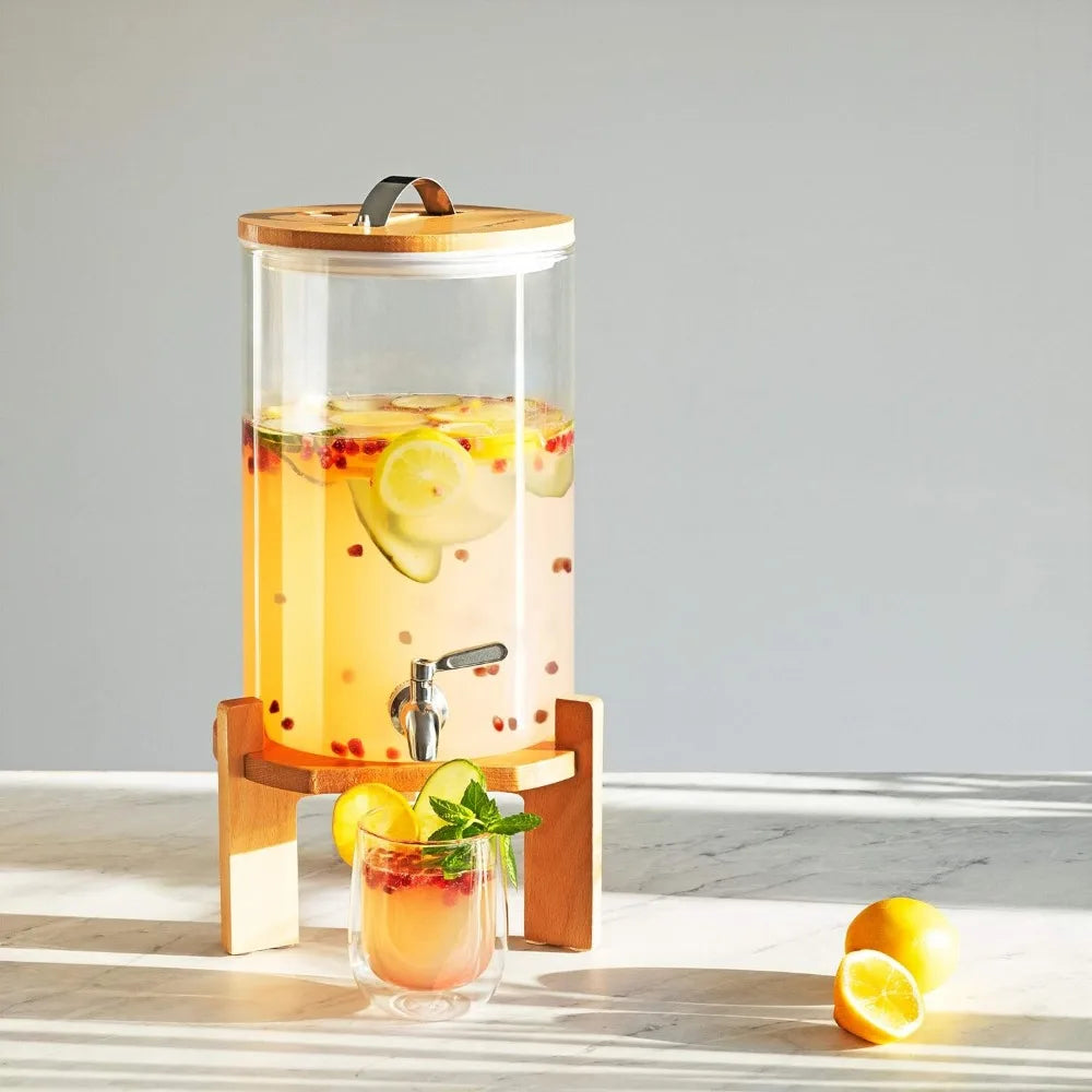 1.8 Gallon (7L) Glass Drink Dispenser With Spigot and Stand