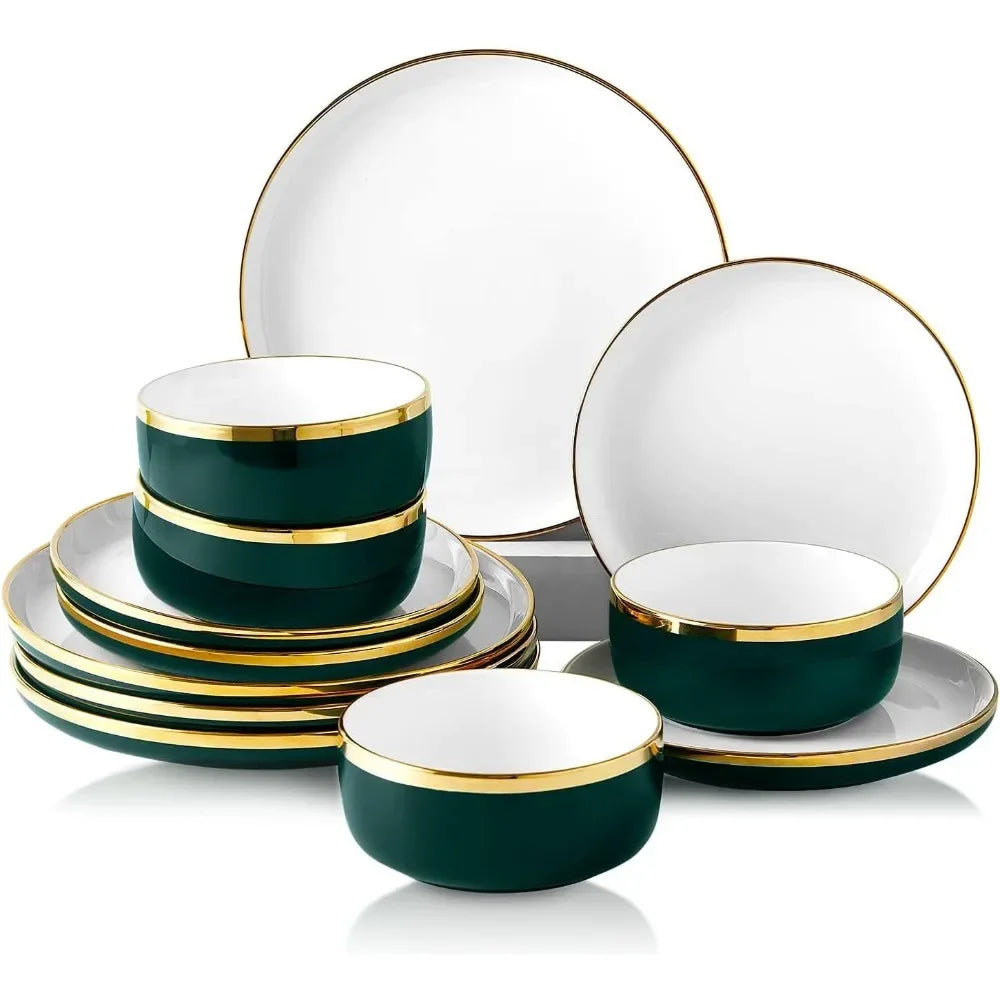 12 Piece Luxury Bone China Dishware Set