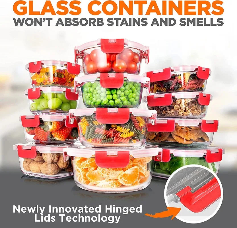 24 Piece Food Glass Storage Containers